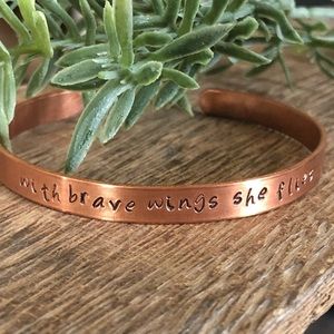 Hand made hand stamped copper bracelet